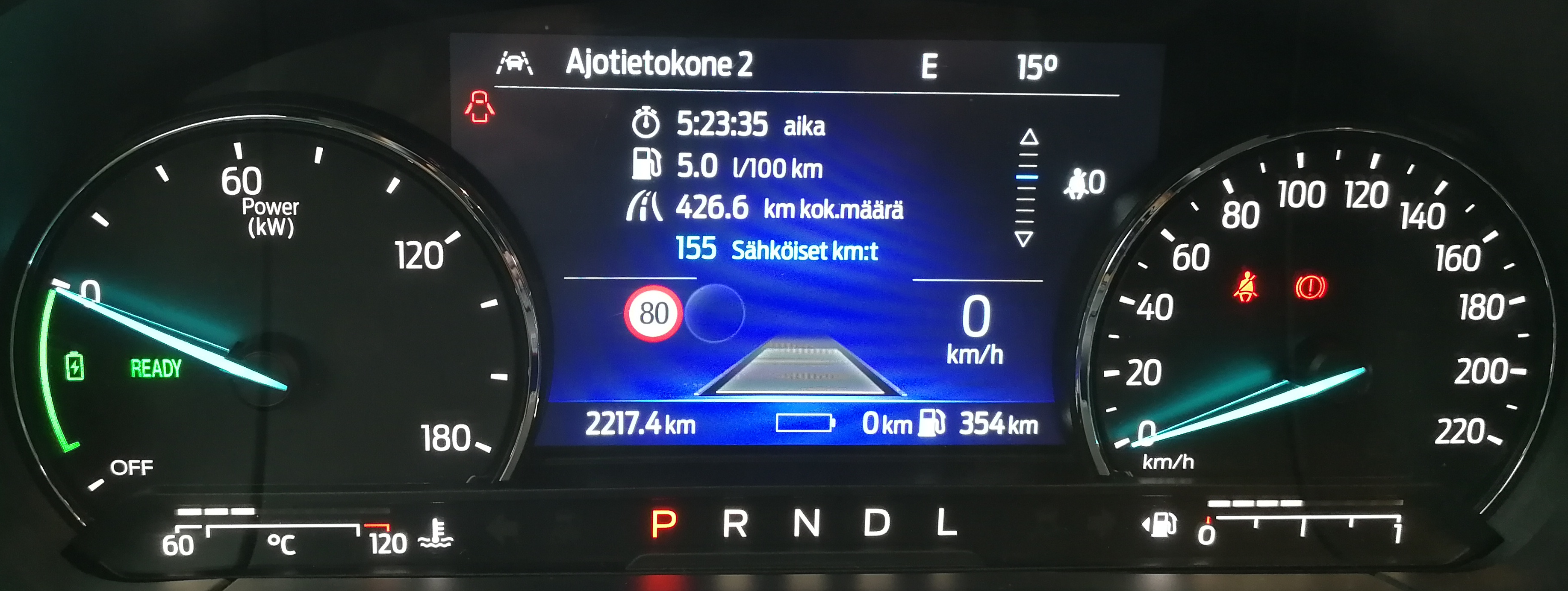 Ford Kuga PHEV consumpiton 5 l/100 km for 427 km trip