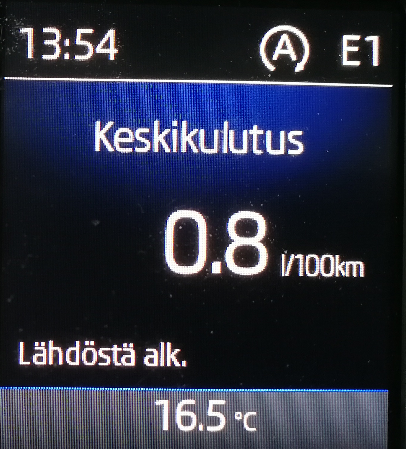 0,8 l/100 km kulutus ECO-tilassa